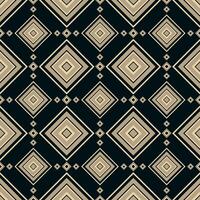 A textile pattern features a sophisticated, symmetrical Art Deco seamless design with layered diamond shapes in beige and black tones in illustration vector