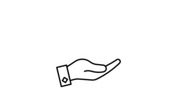 A hand hold a graph represent business growth, financial success, and positive trends. Black line icon isolated on white background. video