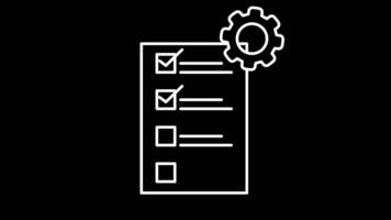 Task list checkmarks line icon animation. White illustration isolated on black background. Motion graphics . video