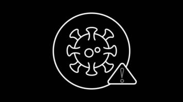 virus warning animated icon. isolated on black background. Motion graphics. video