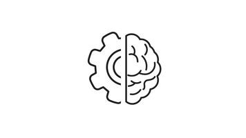 Brain and cogwheel animated icon. Thinking process, Analytical skills line animation. video