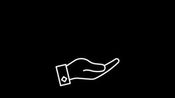 A hand hold a graph represent business growth, financial success, and positive trends. White line icon isolated on black background. video
