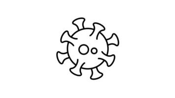 animado vírus célula ícone. flutuando corona célula linha animação. contagioso respiratório doença. movimento gráficos animação .preto ilustrador em branco fundo video