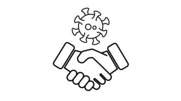 Virus spreading line icon animation. Handshake and virus cells icon animation. infection outbreak isolated on white background. video