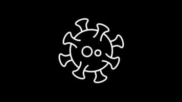 animado vírus célula ícone. flutuando corona célula linha animação. contagioso respiratório doença. movimento gráficos animação .branco ilustrador em Preto fundo video