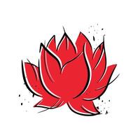 Hand drawn lotus water lily flower linear sketch vector