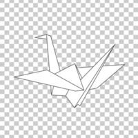 Flying paper crane icon. Origami bird from folded paper vector