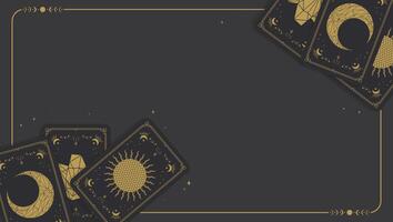 Template with magical tarot cards. Celestial fortune telling divination banner with empty space for text vector