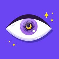 Magical celestial eye symbol flat icon. Mystical All seeing third eye vector