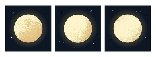 Shiny full moons on night sky vector