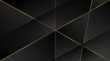 Luxury Black Geometric Background with Thin Gold Line vector