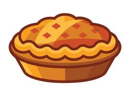 Cartoon illustration of a golden brown pie with a decorative crust edge vector