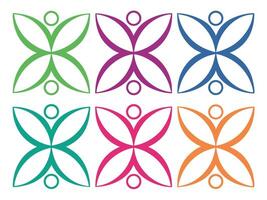 Colorful Abstract Figures Arranged in a Grid Pattern on a White Background vector