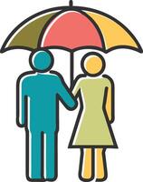 Couple Under Colorful Umbrella Icon Representing Protection and Security vector