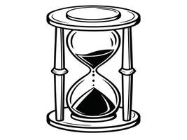 Monochrome Hourglass Illustration Symbolizing Time Passing and Urgency in Black and White vector