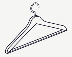 Simple Line Drawing of a Wooden Clothes Hanger on a White Background vector