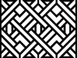 Black and White Geometric Pattern with Intersecting Lines and Shapes vector