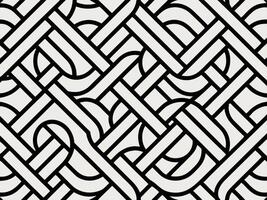 Abstract Geometric Pattern with Interlocking Lines and Curves in Black and White vector