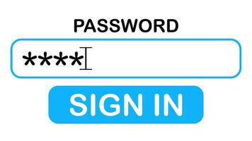 Animation of password entry and clicking sign in button. UI interaction concept video