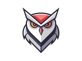 Stylized Owl Head Logo Design with Red White and Gray Color Palette vector