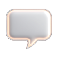 3D render of a white speech bubble with a subtle glow. png
