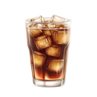 Iced Cola Refreshing Drink Cold Bubbles Glass Ice Cubes png