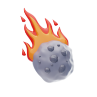 Big comet 3D Icon. Burning comet flying in space 3d icon png