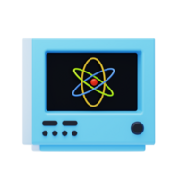 Atom 3D Icon. Atom model on science screen 3d icon png