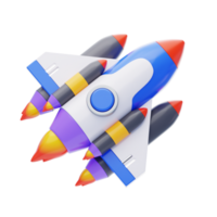 Spaceship 3D Icon. Space rocket 3d icon png