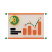 Business Report 3D Icon. Business report with growth chart 3d icon png