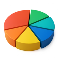 Vibrant 3D Pie Chart Illustration for Data Visualization Projects png