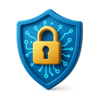 Modern Cybersecurity Shield Icon with Lock and Circuit Design png