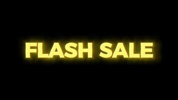 4K motion animation of the text FLASH SALE in yellow with glitch effect on a black background. Ideal for promotions, online ads, or digital marketing content. video