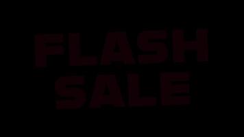 4k animated motion of FLASH SALE text with glitch and blinking light effect on black background, perfect for dynamic promotions, sales events, or digital ads video