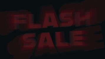 4K animated motion of flashing and glitching FLASH SALE text on black background. Perfect for digital ads, marketing campaigns, or promotional visual content. video