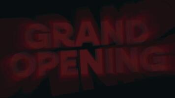 4K motion animation with GRAND OPENING text on a black background. Perfect for promotions, business announcements, or event intros with a bold and elegant look. video