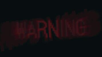 4K motion animation with bold WARNING text on a black background. Perfect for alerts, safety visuals, caution signs, digital content, or dramatic intros. video