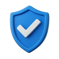 3D Simple Security Shield with Checkmark in Bright Blue Color png