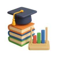 3D Education Infographic with Books and Chart for Learning Visuals png