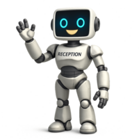 Friendly Robot Receptionist with a Simple and Cheerful Design png