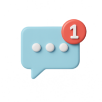 3D Notification Message Bubble Icon with Alert Symbol for Design Use png