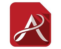Abstract Letter A Logo Design on a Red Curled Page Icon vector