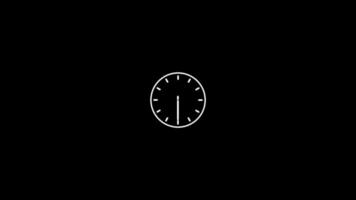 Simple White Clock Animation on Black Background Time Lapse or Countdown video