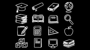 Black and White Education Icon Pack Perfect for Learning and Teaching Resources video