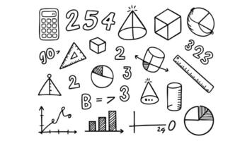 Black and White Doodle Collection of Math Geometry and Science Symbols video