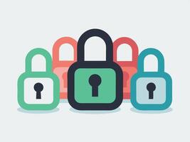 Colorful Padlocks Representing Security Privacy and Data Protection in a Modern Design vector
