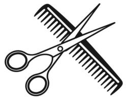 Stylized Black and White Image of Scissors and Comb for Hairdressing vector