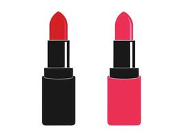 Two lipstick tubes in red and pink tones on a white background vector