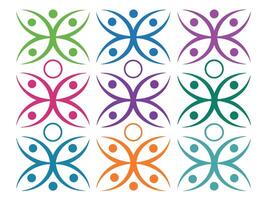 Colorful Abstract Figures in a Grid Pattern on a White Background vector