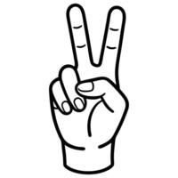 Hand Gesture Showing Peace Sign or Victory Sign Outline Illustration vector